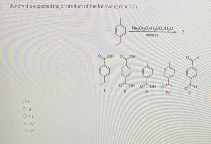 Identify the expected major product for the following reaction