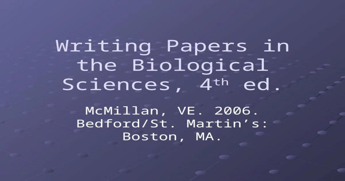 Writing papers in the biological sciences 7th edition